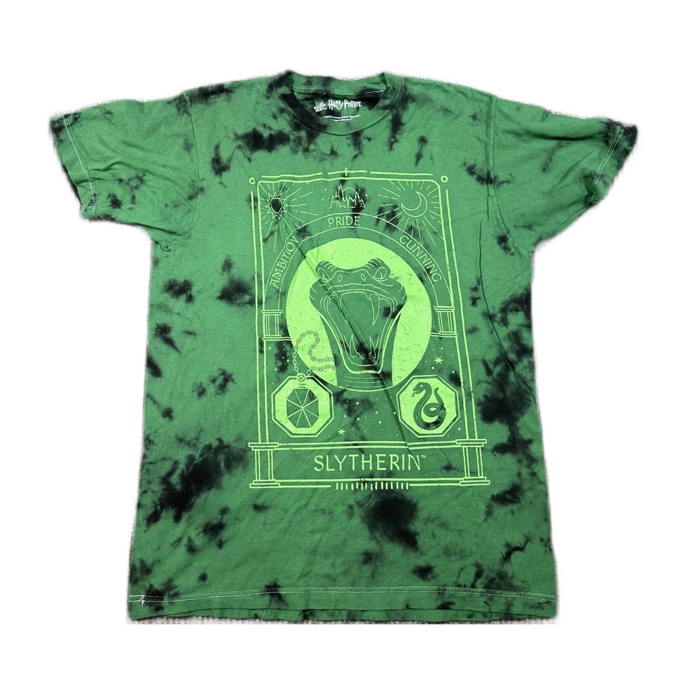 Harry Potter Slytherin Tie Dye Graphic T-Shirt Green Black Mens Small NWOT